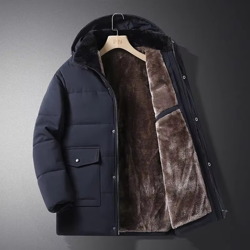 TrendAura Men's Thick Fleece Winter Parka Jacket With Hood Insulated Quilted Liner For Cold Weather Warmth And Style