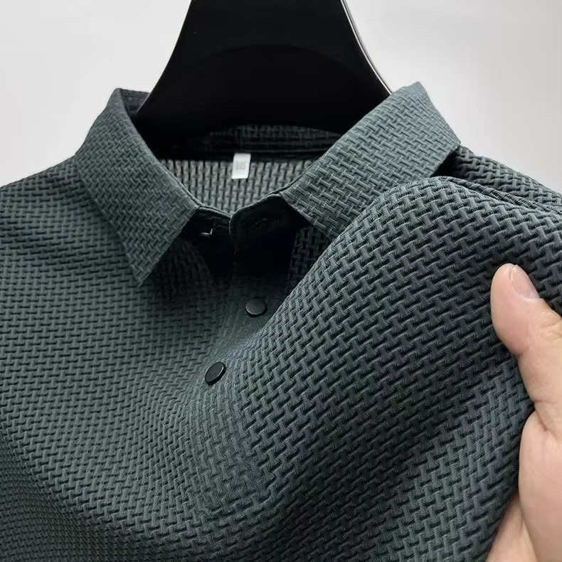 Men's Ice Silk Short Sleeve Polo Shirt Breathable Cool Comfort For Business Casual Attire