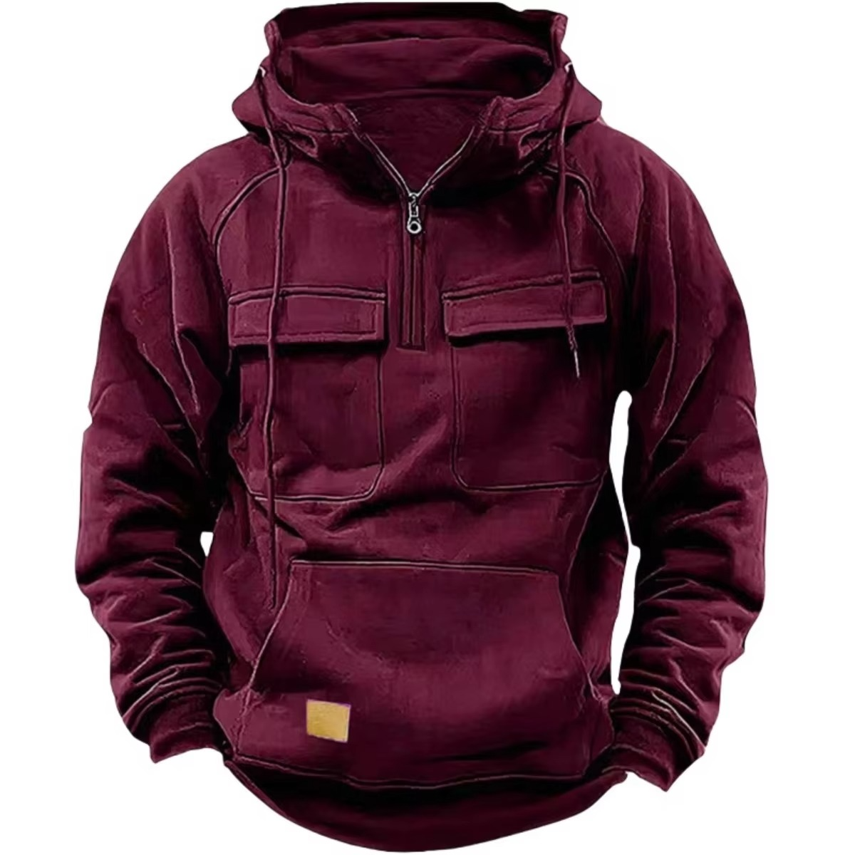 TrendAura Men's Thick Hooded Sweatshirt With Multiple Pockets For Outdoor Warmth And Everyday Wear