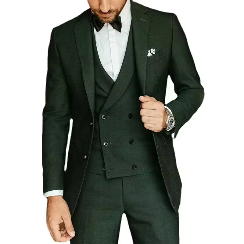 TrendAura Men's Three Piece Slim Fit Solid Color Tailcoat Suit With Vest And Pants For Weddings And Business