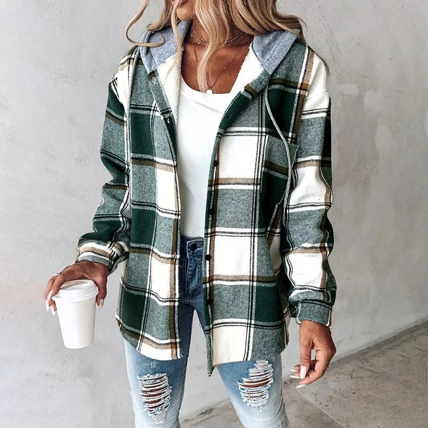 Women's Checkered Lined Cardigan with Soft Fabric and Cozy Fit