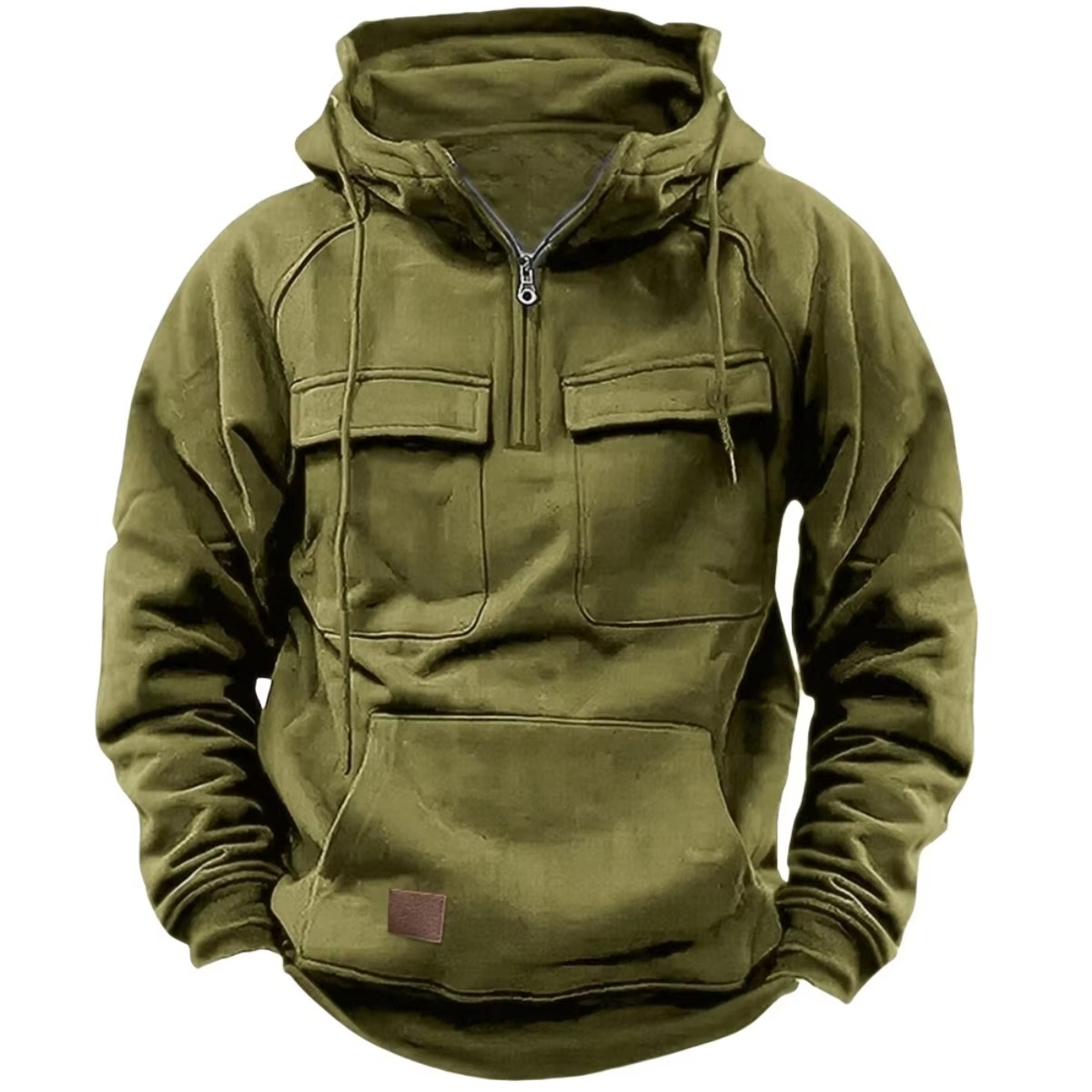 TrendAura Men's Thick Hooded Sweatshirt With Multiple Pockets For Outdoor Warmth And Everyday Wear