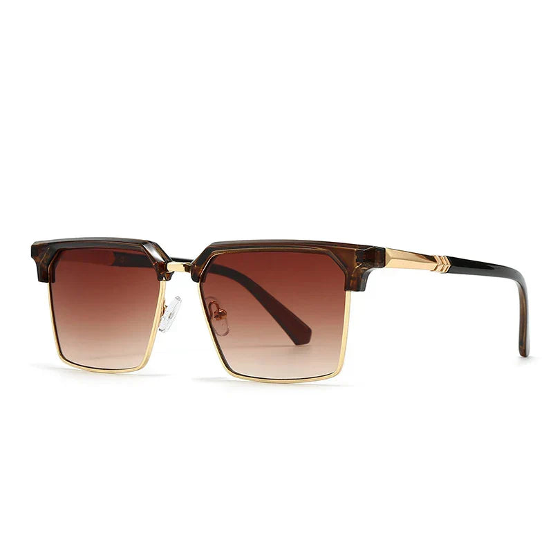 TrendAura Verve Retro Gradient Sunglasses With Gold Tone Accents UV400 Protection Unisex Square Frames