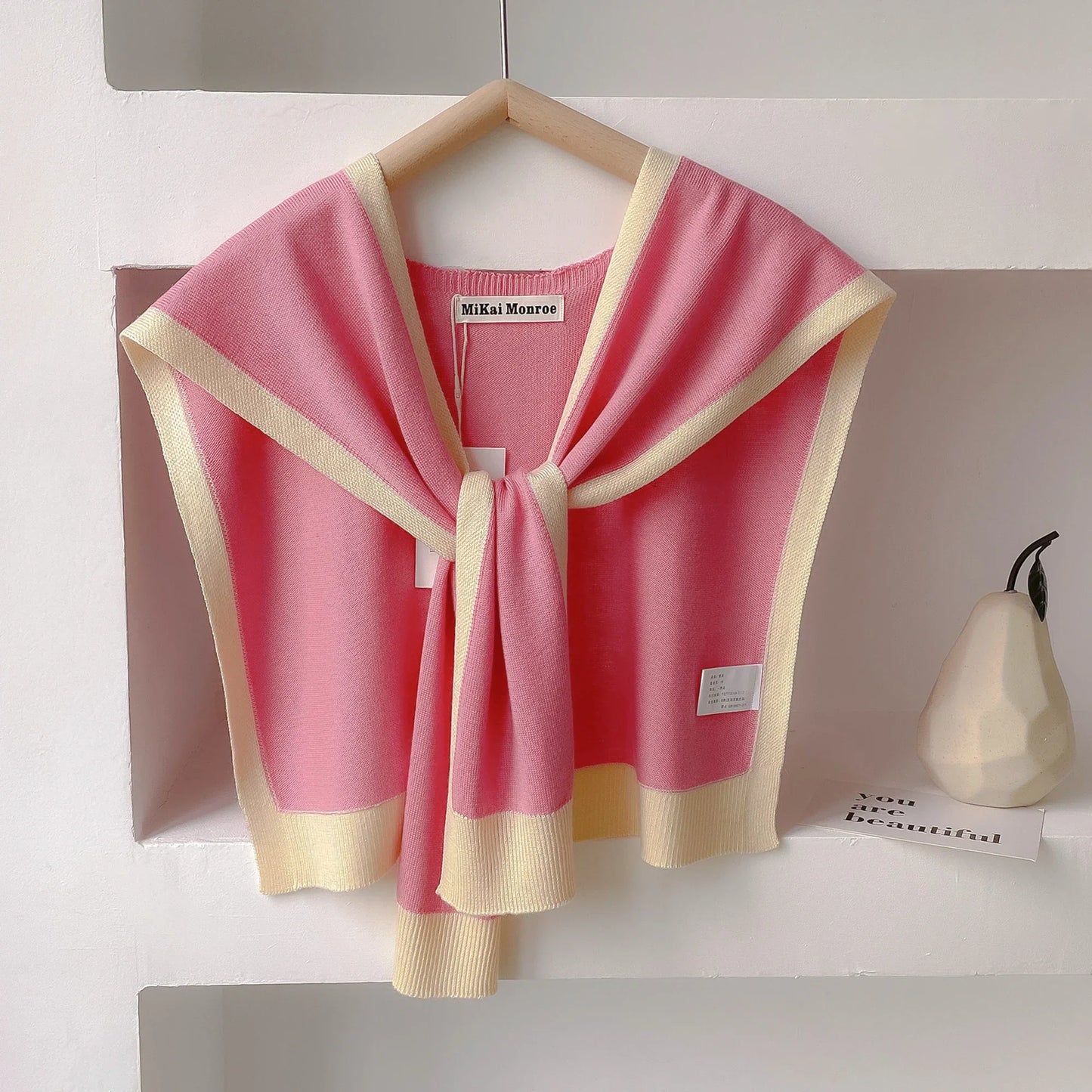 TrendAura Emma Striped Knit Shoulder Shawl - Lightweight Versatile Wrap for Spring and Autumn