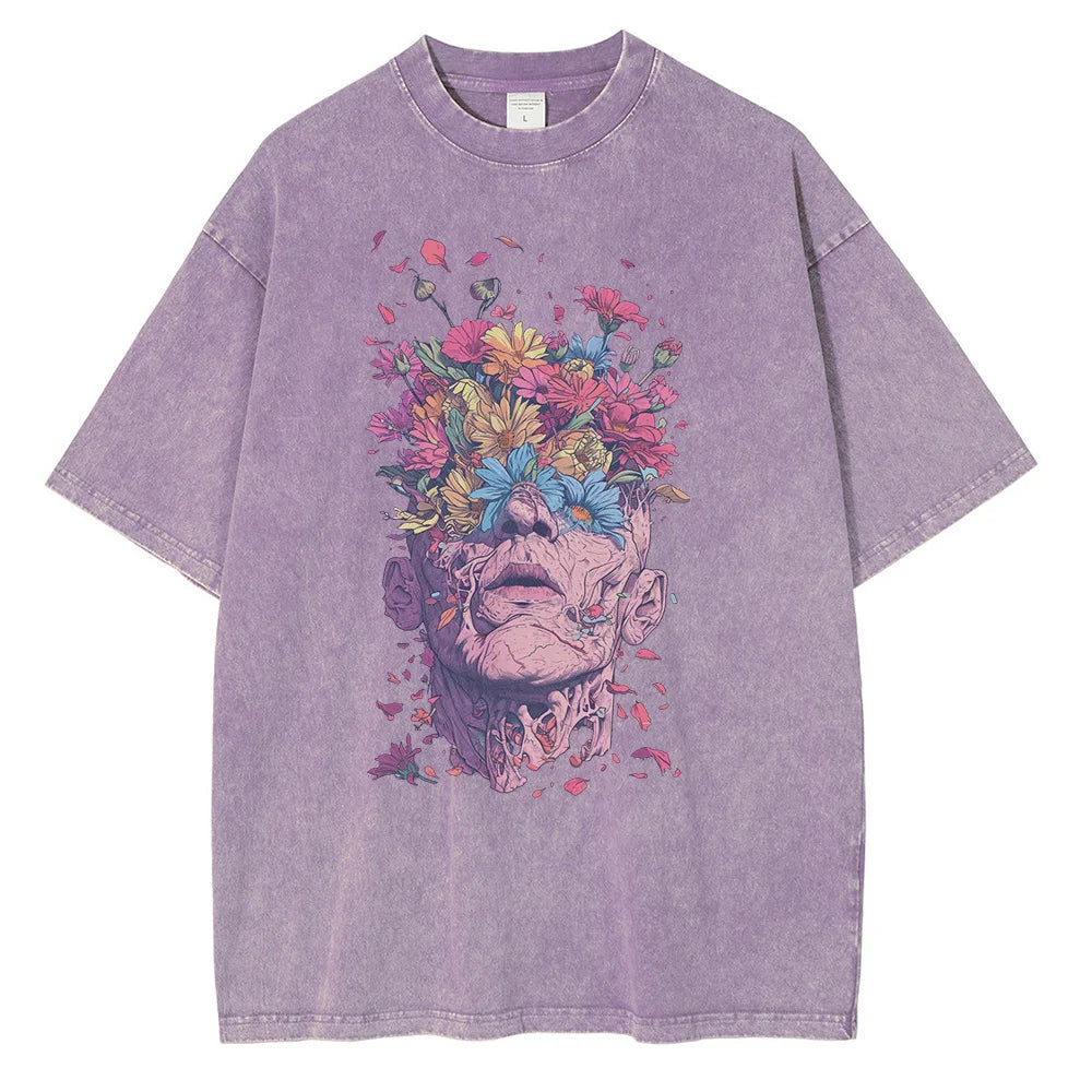 TrendAura Titan Bloom Graphic T Shirt Premium Cotton Oversized Fit Breathable Comfort With Intricate Design