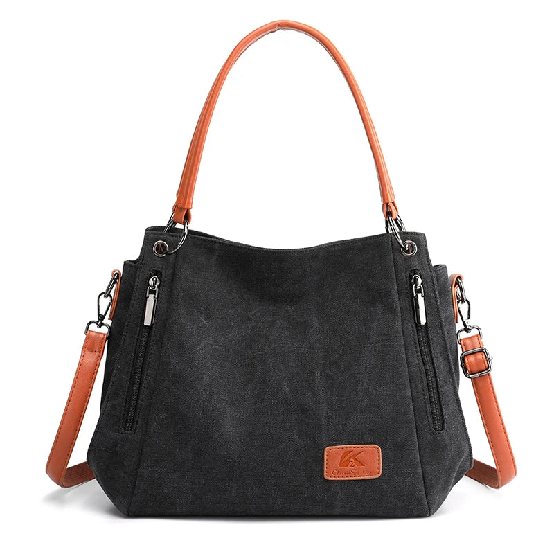 TrendAura Veyora Luxe Canvas Tote Bag - Premium Canvas Construction Spacious Interior Zipper Closure For Versatile Carry