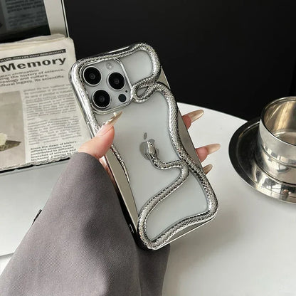 TrendAura Orion Snake Plated iPhone Case With Hollow Design Electroplated Finish TPU Protection For Heat Dissipation