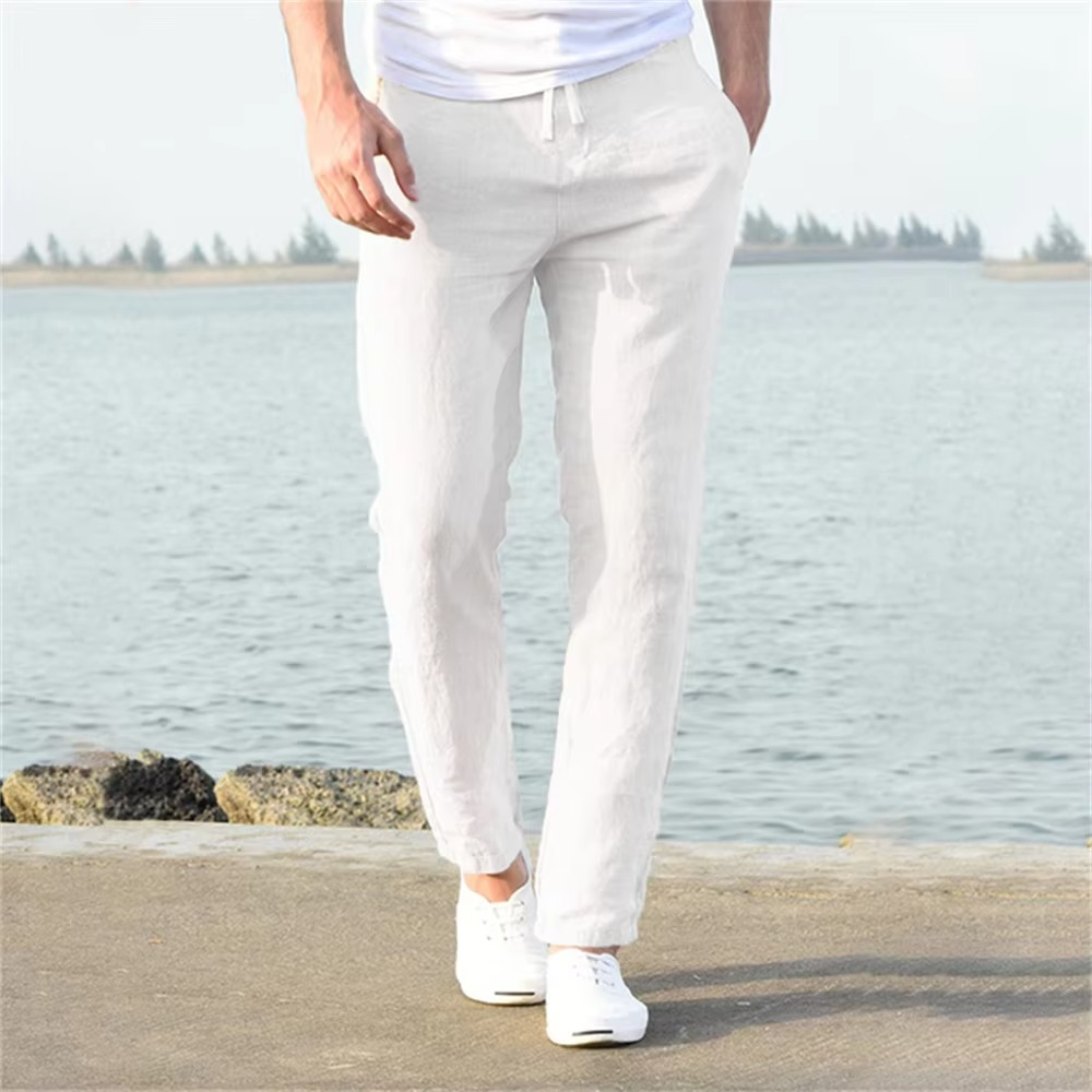 TrendAura Mens Cotton Linen Pants For Everyday Comfort And Style Breathable Lightweight All Day Wear