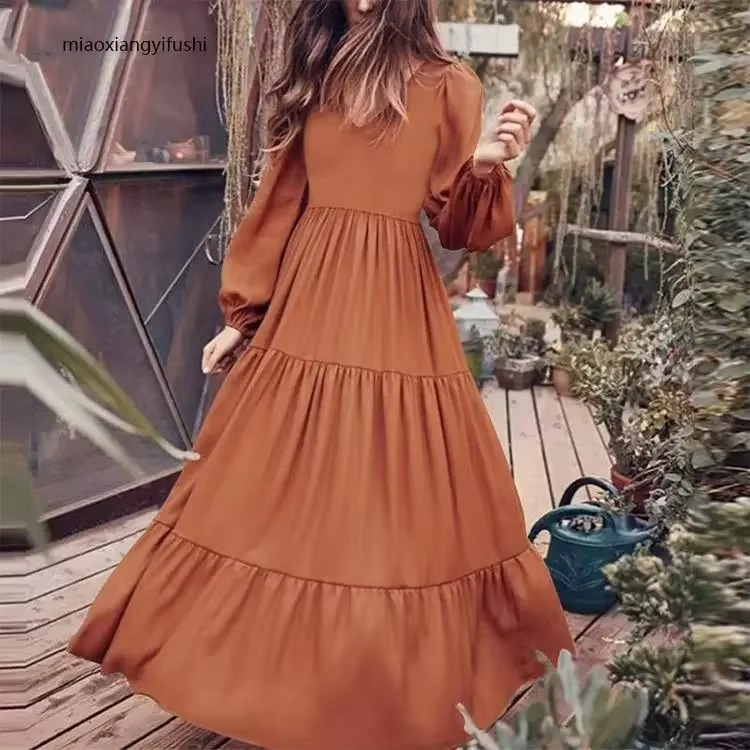 Retro Loose V-Neck Long Sleeve Dress for Women – Effortless Korean Streetwear Chic