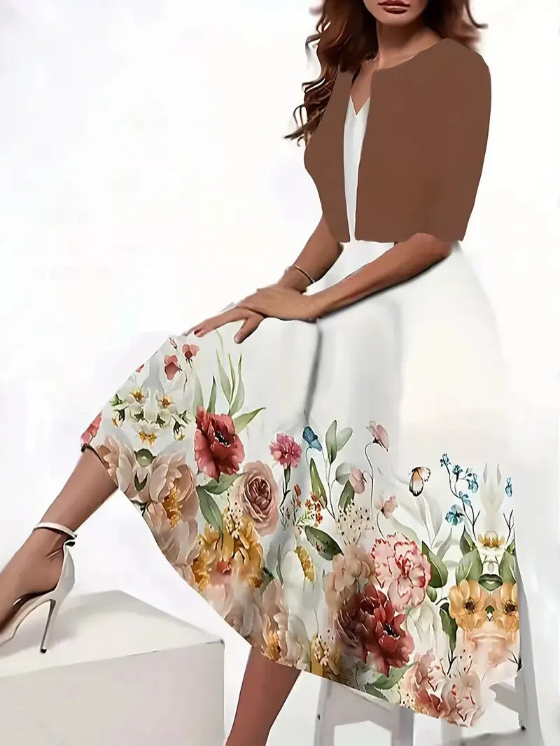 Two-piece dress and blazer for women | midi