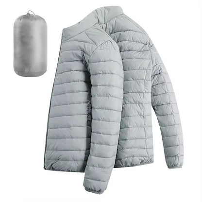 Men's Lightweight Hooded Cotton Down Jacket With Zip Pockets Casual Winter Parka