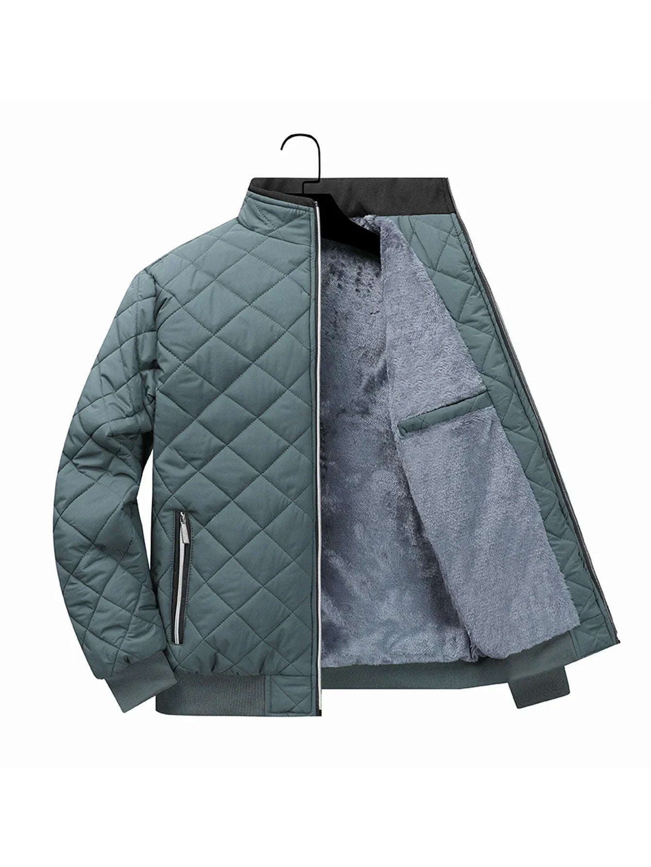 Men's Quilted Jacket Lightweight Warmth Front Zipper