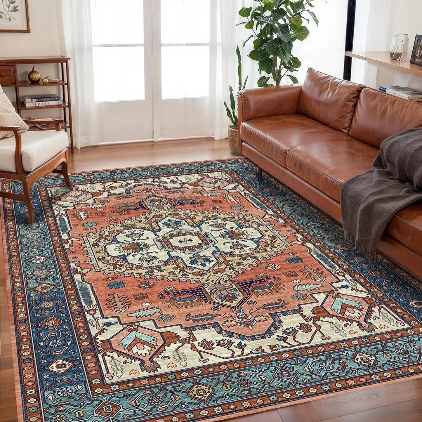 VIKAMA Bohemian-Style Floor Mat Non-Slip, Easy-Care Living Room Carpet Large-Size Floor Rug Bedroom And Living Room Home Décor
