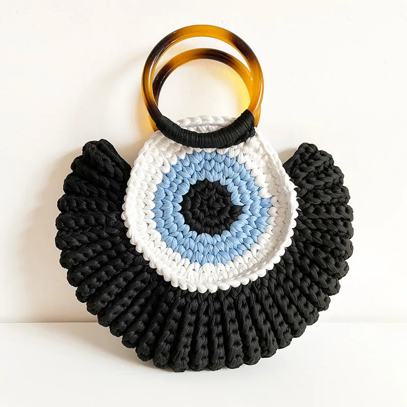 TrendAura Evil Eye Mini Clutch - Handwoven Protective Eye Charm Bag For Daily Style And Security
