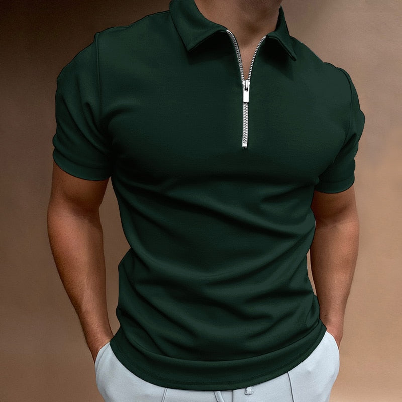 Max Zipper Polo Shirt For Men Ultra Comfortable Modern Style For Office And Casual Wear