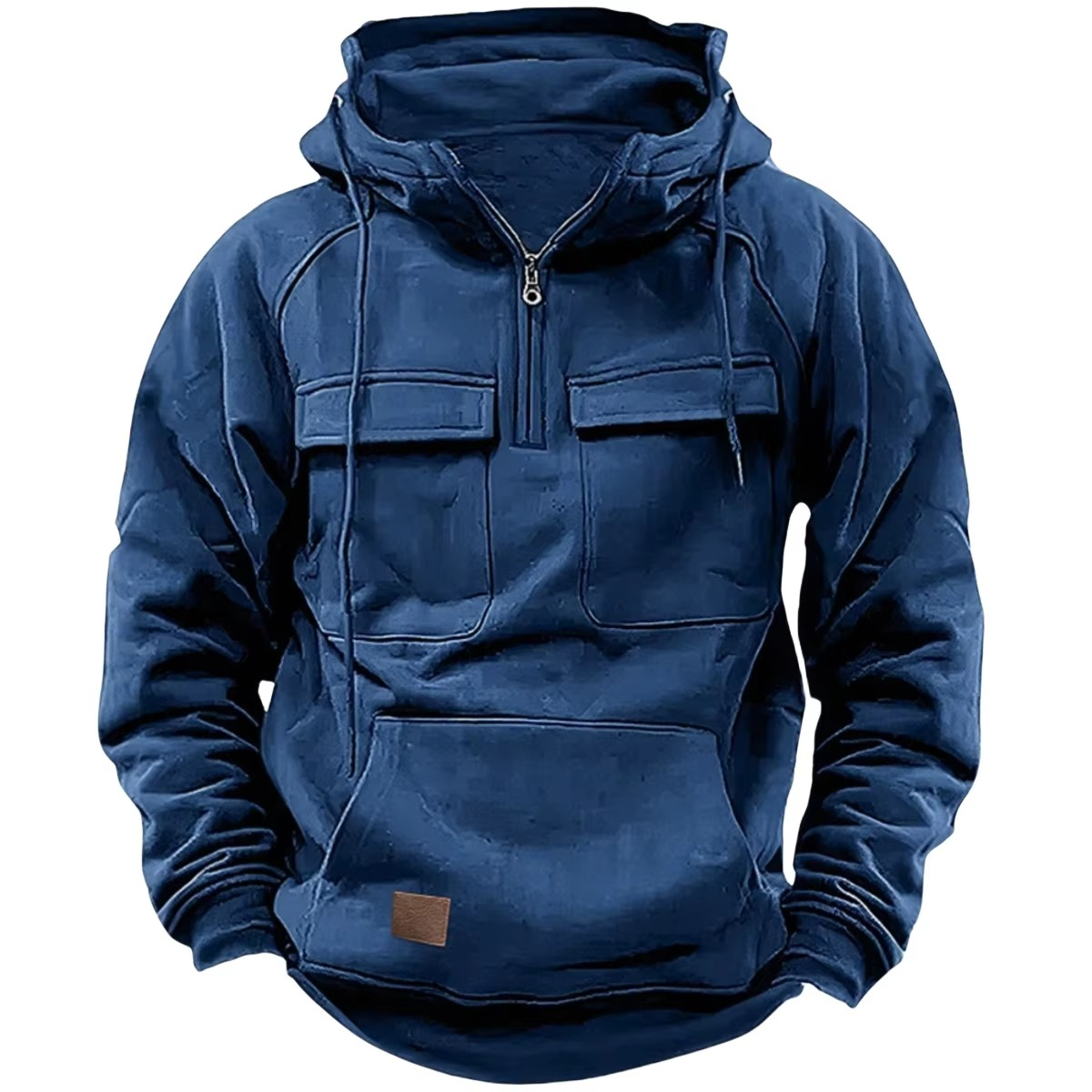 TrendAura Men's Thick Hooded Sweatshirt With Multiple Pockets For Outdoor Warmth And Everyday Wear