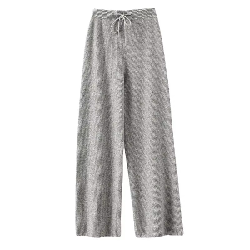 Women's High Waist Wide-Leg Woolen Knit Pants – Soft Comfort for Fall and Winter