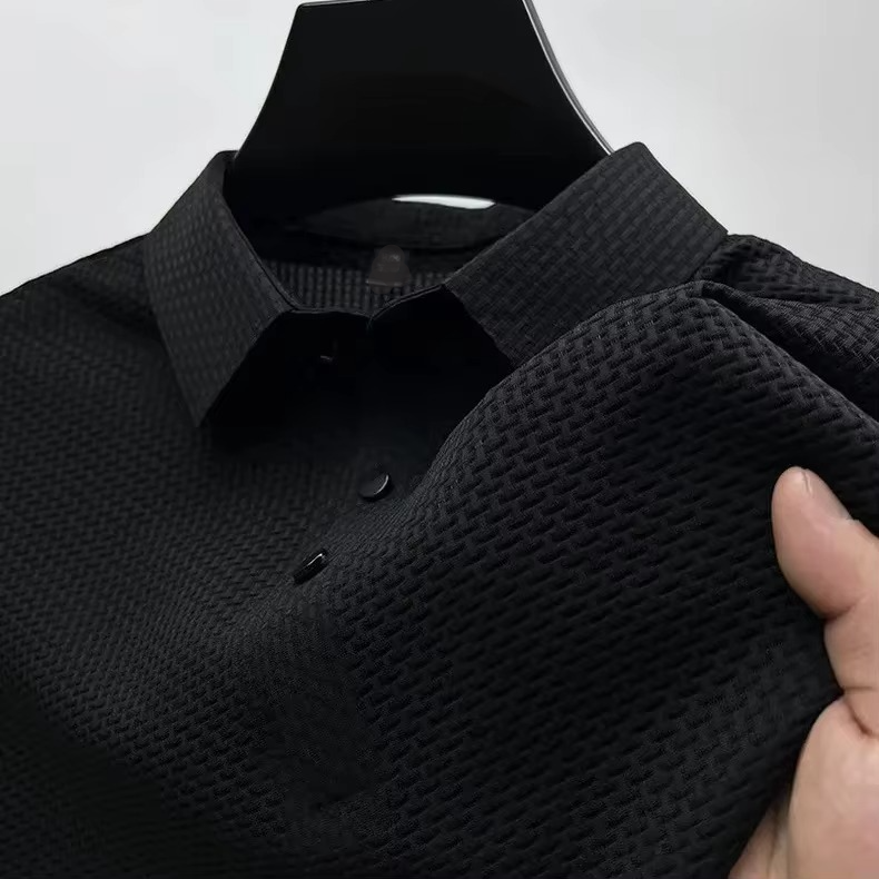 Men's Ice Silk Short Sleeve Polo Shirt Breathable Cool Comfort For Business Casual Attire