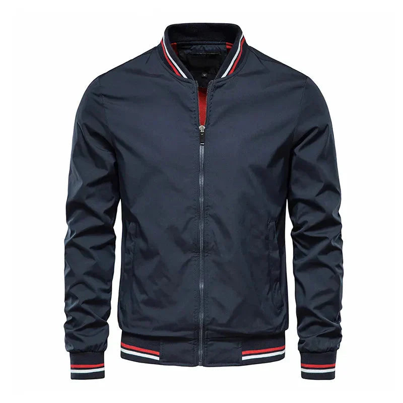 Freddie Regular Fit Bomber Jacket For Men With Ribbed Trim And Striped Accents Olive Green
