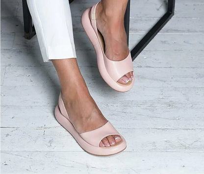Platform Open Toe Sandals With Elastic Heel Strap For Women Lightweight Comfort For All Day Walking