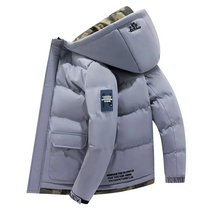 TrendAura Men's Windproof Hooded Parka Jacket Insulated Warm Winter Coat With Multiple Pockets Sizes M-5XL