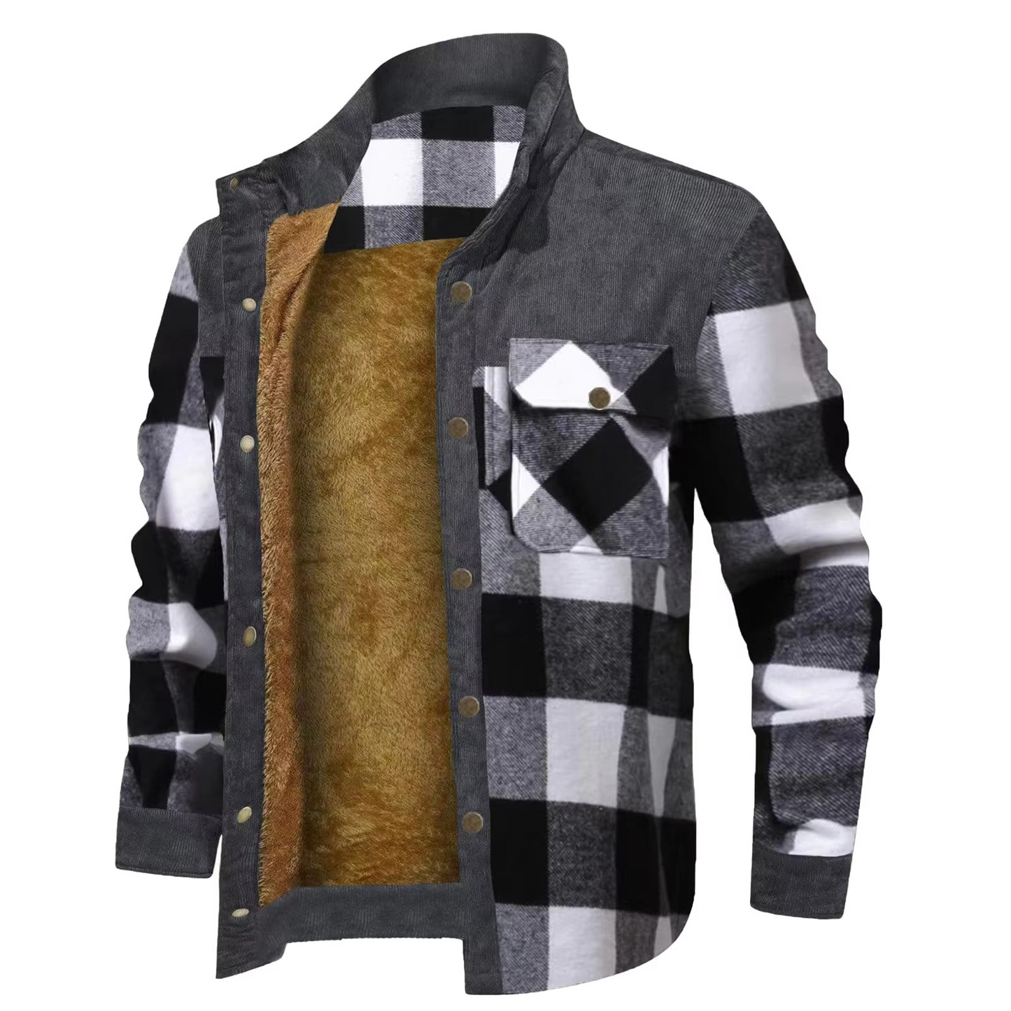 Mens Wool Lined Flannel Plaid Hooded Shirt Jacket Warm Thick Outerwear TrendAura