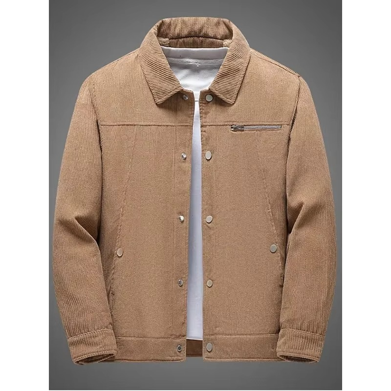 Men's Corduroy Fleece Lined Cotton Coat for Autumn and Winter Warmth and Classic Style TrendAura