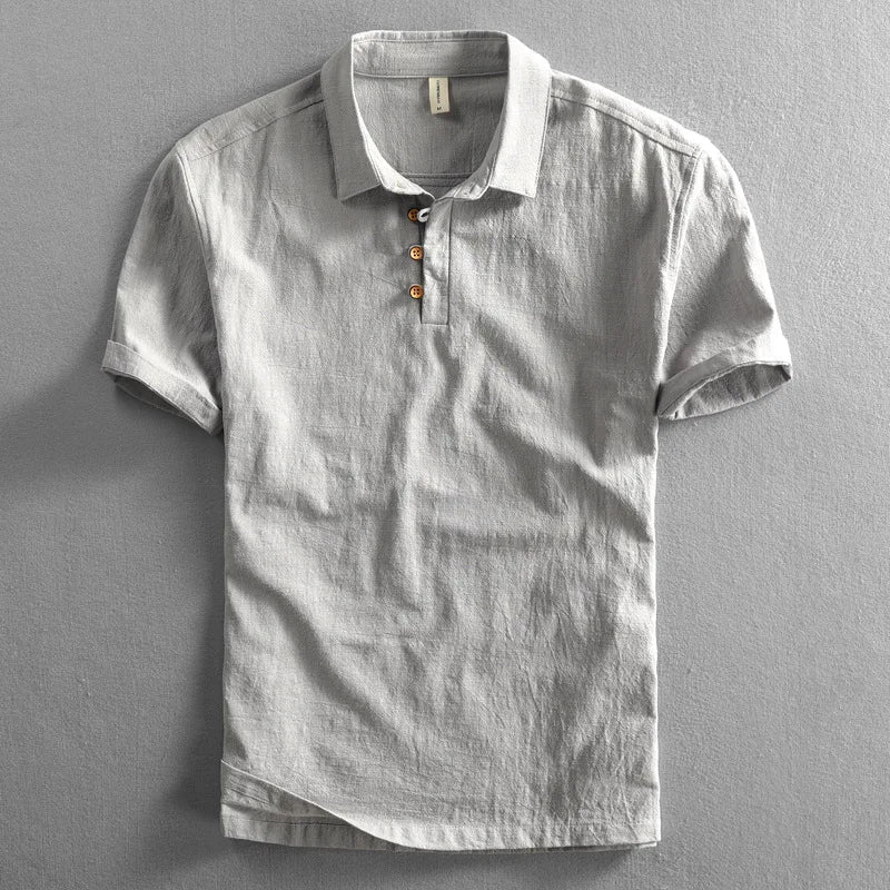 Torino Linen Polo Shirt for Men Lightweight Breathable Linen Cotton Blend Classic Polo Collar