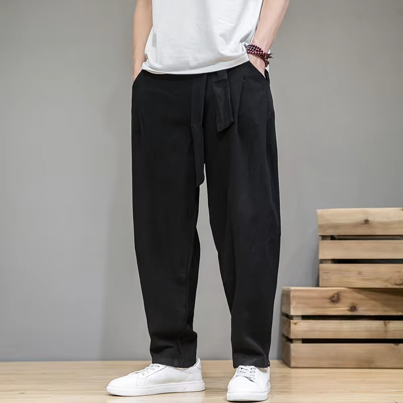 TrendAura Mens Cotton Linen Elastic Waist Harem Pants For Everyday Comfort And Free Movement
