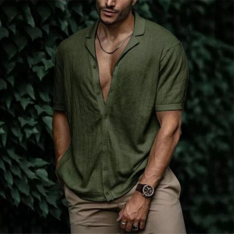 Javal Mens Cotton Shirt For Men Summer Breathable Lightweight Button Down Modern Fit