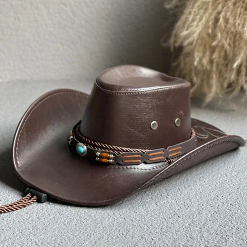 Women's Vintage Cowboy Hat with Classic Design and Wide Brim