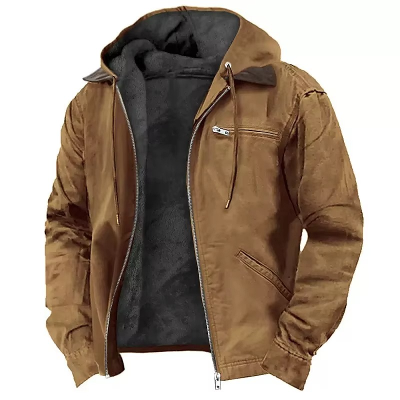Men's Heavyweight Hooded Workwear Jacket Warm Durable Relaxed Fit for Fall and Winter