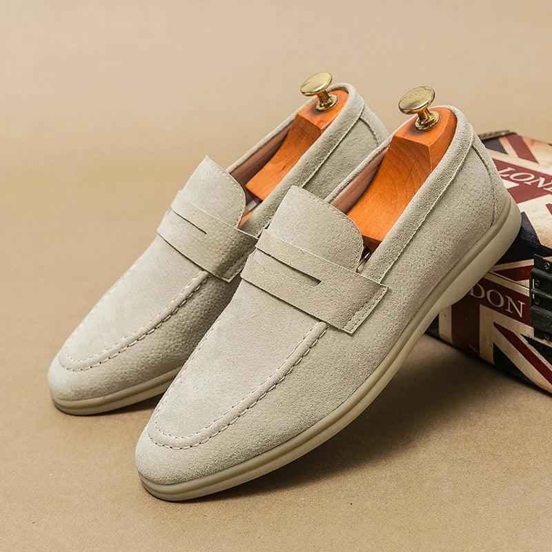 Marciano Yacht Loafers Mens Dark Khaki Premium Leather Non Slip Sole For Everyday Nautical Style And Comfort