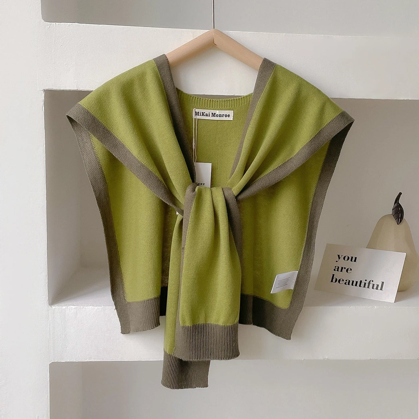 TrendAura Emma Striped Knit Shoulder Shawl - Lightweight Versatile Wrap for Spring and Autumn