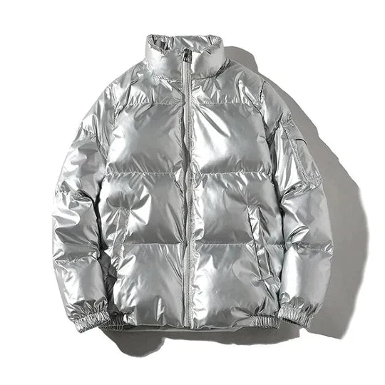 Eloura-Moda | Windproof metallic winter puffer jacket