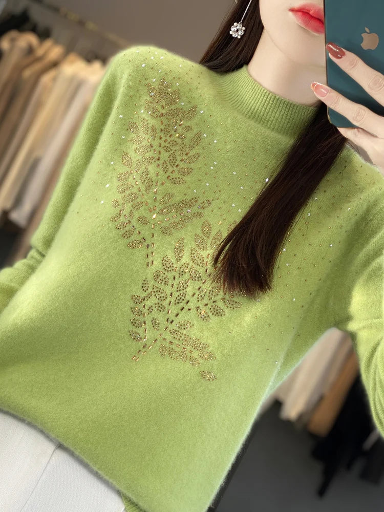 Women's Embellished Sweater with Decorative Accents and Versatile Style