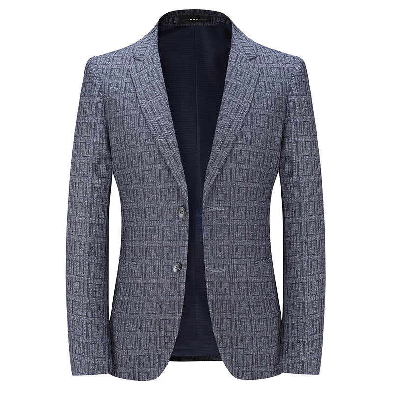 Julian Men Geometric Pattern Blazer Modern Tailored Jacket For Smart Casual Wear Breathable Comfort