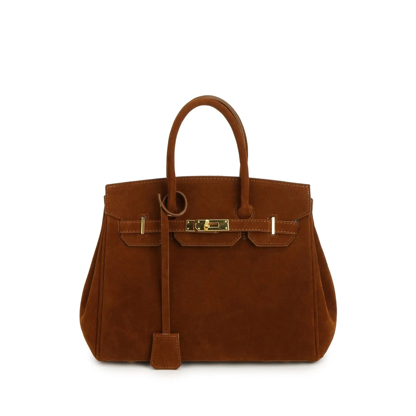 Kelly Suede Shoulder Bag With Gold Hardware For Women