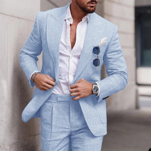 Modern Groom Linen Wedding Suit For Groomsmen And Groom Breathable Lightweight And Tailored Fit