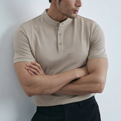 Men's Slim Fit T Shirt Lightweight Cotton Collar Short Sleeves Casual Style For Everyday Wear