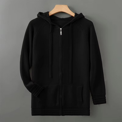 Men's Merino Wool Hooded Cardigan Sweater Jacket Sizes S-XXXL Warmth With Refined Style