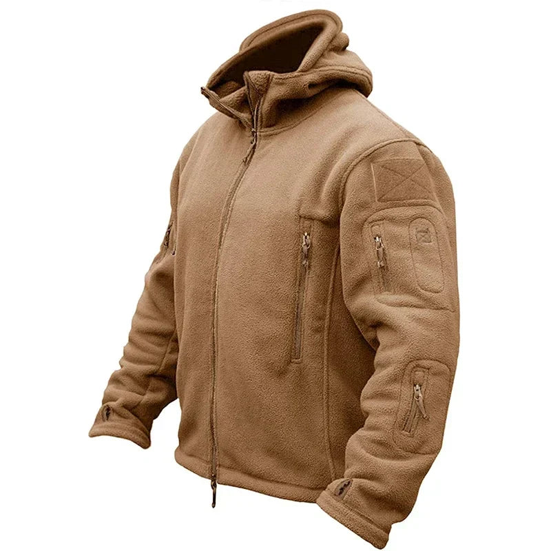 TrendAura Tactical Thermal Fleece Jacket With Zippered Pockets Water Resistant Rugged Outerwear For Men
