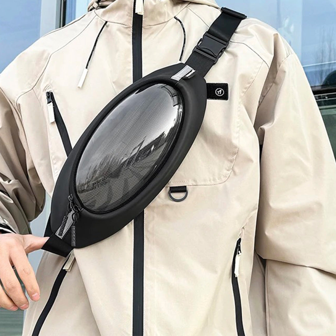 TrendAura Luna Crossbody Bag Transparent Waterproof Oval Design With Versatile Carrying Options