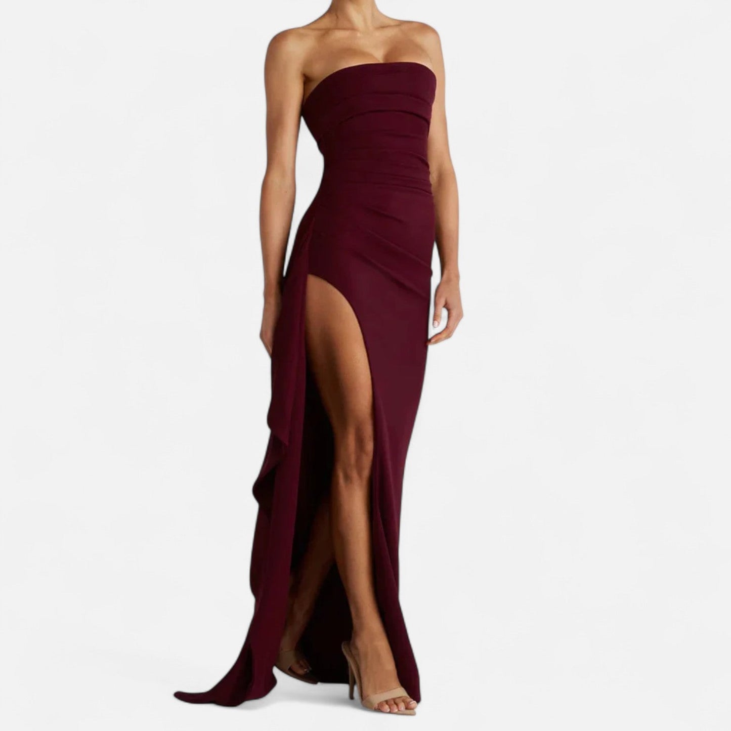 Ancienne Monde | Strapless Dress with High Slit for Women – Bold Elegance, Contemporary Evening Glamour