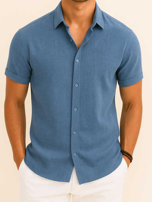 Short Sleeve Linen Shirt For Men
