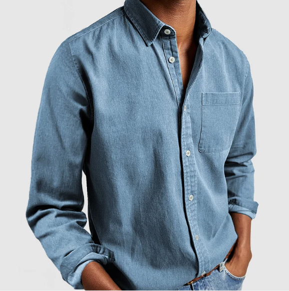 TrendAura Men's Cotton Shirt With Classic Collar Long Sleeve Button Closure Chest Pocket Casual Fit