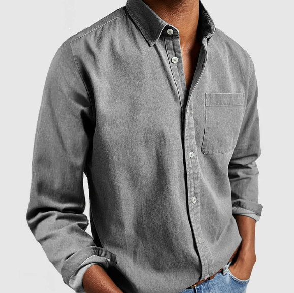 TrendAura Men's Cotton Shirt With Classic Collar Long Sleeve Button Closure Chest Pocket Casual Fit