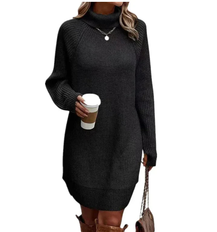 Women's Winter Knit Dress | With Turtleneck and Long Sleeve