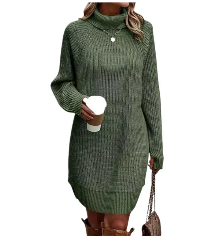 Women's Winter Knit Dress | With Turtleneck and Long Sleeve