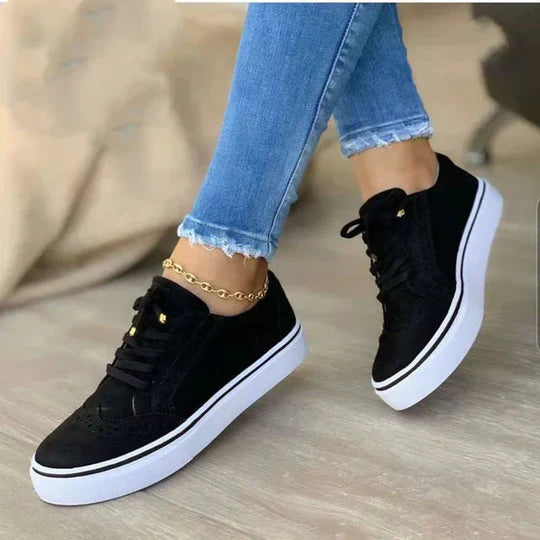 Olivya Womens Lace Up Platform Sneakers With Cushioned Sole For Everyday Chic Comfort
